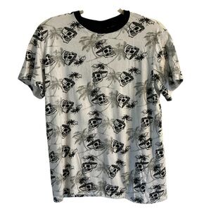 WXYZ Men’s Shirt Size S Skull Palm Tree T-Shirt Black/White Short Sleeve